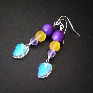 $10 Radical Drop! Shimmering Leaf + Beads Dangle Earrings!